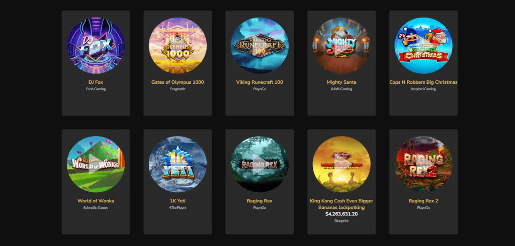Jackpot Village casino game catalog