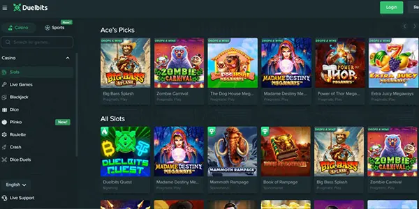 online casino dashboard